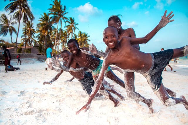 Kids at Nyali Beach, Mombasa, Kenya