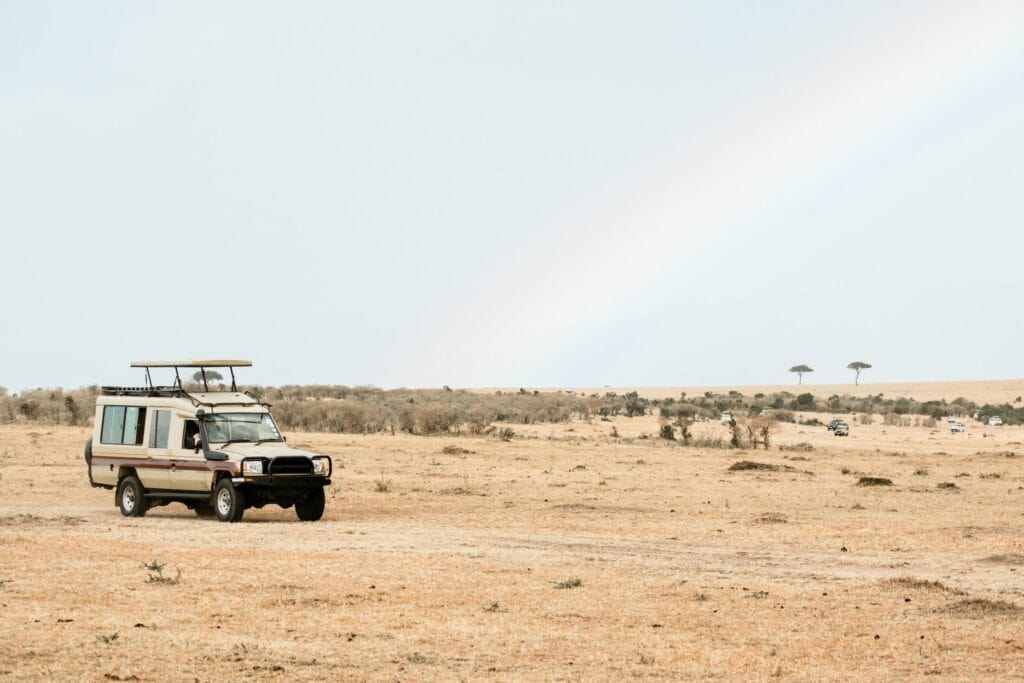 Hatch top safari vehicle on a game drive