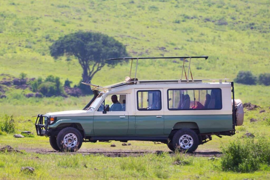 Safari vehicle in the savannah