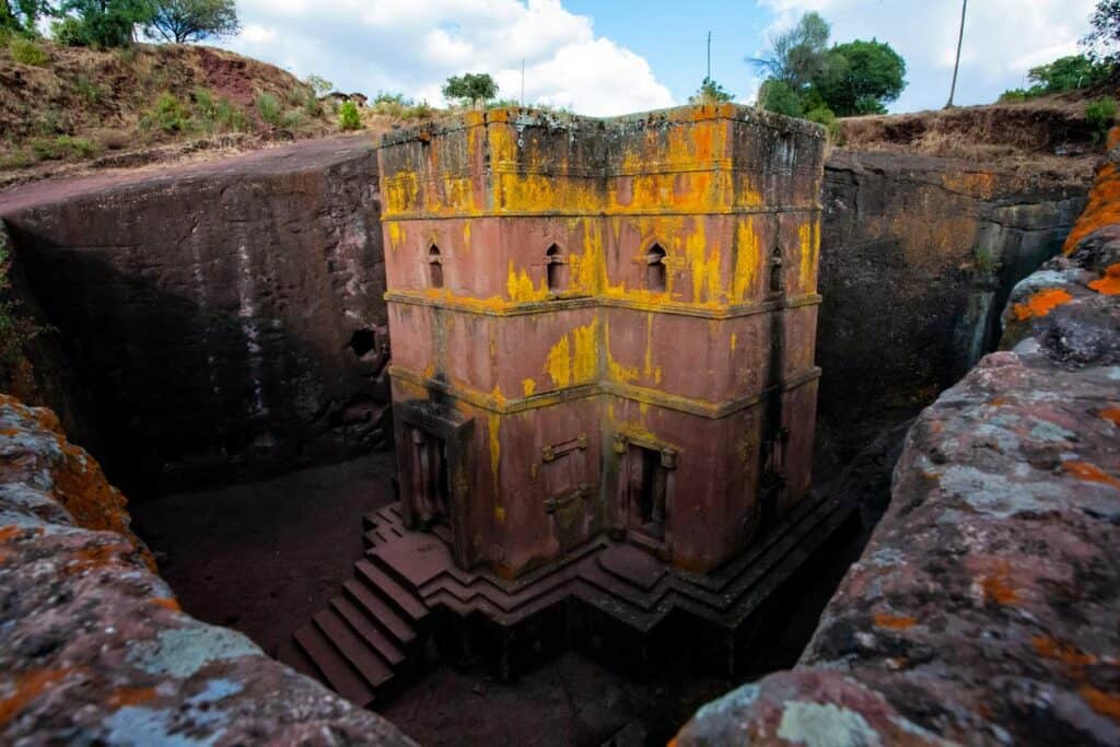 Ancient Church dug out of rock in Lalibela, Ethiopia