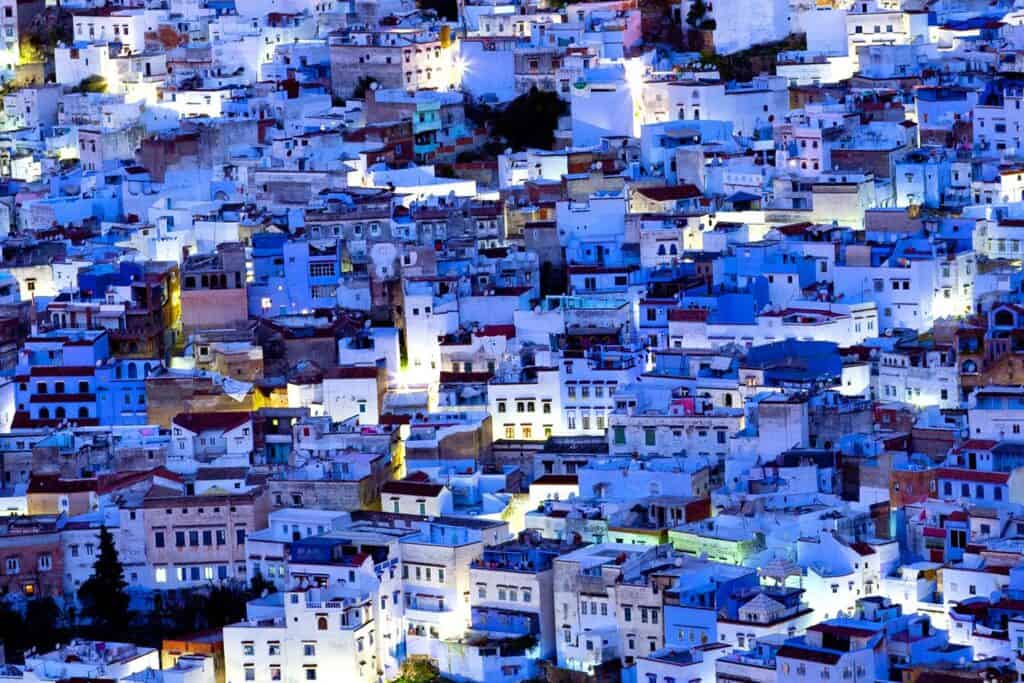 Bird's eye-view of The Blue City of Chefchaouen, Morocco
